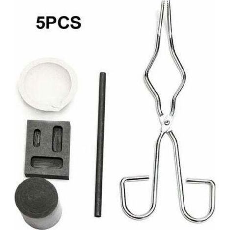 Kit de fusion de métaux précieux - - 5 pièces essentielles - Résistant à la chaleur - Creuset plat 60x20 mm