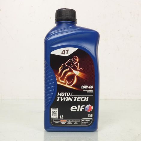 Huile 1L ELF Moto 4 Twin Tech 20W-60 pour pour moto bi-cylindre (1/2)