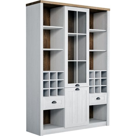 Credenza 2 ante 2 cassetti Léandre bianco e marrone 197,6cm