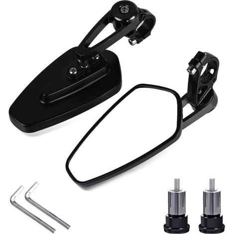 InversantRétroviseur De Moto,7/8" 22mm Universel Aluminium Rétroviseu Embout De Guidon Moto Latéraux Miroirs Arrière pour TV Moto Croiseur Scooter Yam-ah-a Suzuki Kawasaki