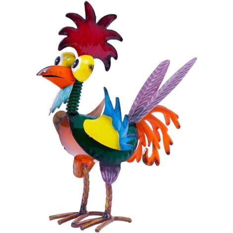 Gallo colorato, decorazione creativa in metallo per interni/giardino, dimensioni 19x8x22 cm.