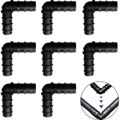 8 Stück 13 mm (1/2 Zoll) Garten-Stecknippel, 90°-Winkelstücke aus Kunststoff, Rohrschlauch, Tropfbewässerungs-Anschlussteile für Wasserrohrverbindungen, Bewässerungssystem