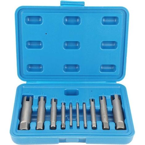 Ensemble de 10 extracteurs de tarauds, extracteur de vis à tête cassée, outil de retrait de vis en acier, 3 types (1/4)