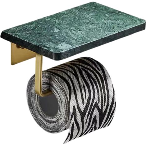 Porte-papier toilette de luxe Nordic Light en marbre, grand format, avec porte-serviettes multifonctionnel et double porte-papier toilette. (1/5)