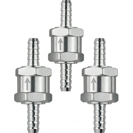 Clapet Anti Retour Gasoil 8mm, Clapet Anti-Retour en Aluminium Alliage Résistant à la Corrosion, Clapet Unidirectionnel Basse Pression pour Valve de Carburateur Auto Moto Essence Lot de 3 Pièces (1/5)