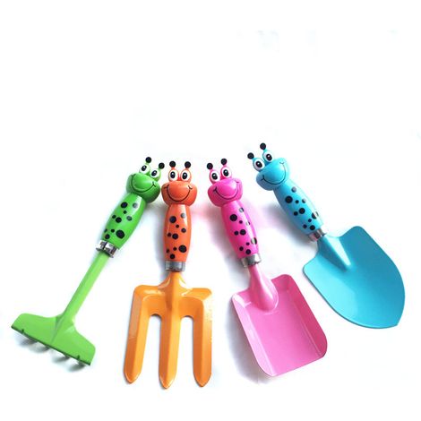 AIDUCHO Outils De Jardinage 4pcs Set Garden Harrow Pelle Rake Rake For Fleur Pot Maintenance Des Plantes Outils À Main Pour Enfants (1/5)