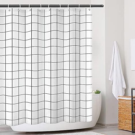 CSPARKV Shower Curtain Quick Dry Waterproof Weighted Hem Washable Shower Curtains Polyester Bathroom Curtain with 12 Hooks 180 x 200 cm (1/4)