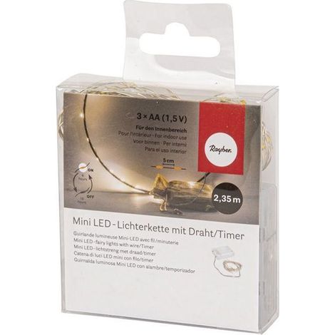 Guirlande lumineuse 40 mini LED 235 cm avec fil et minuterie