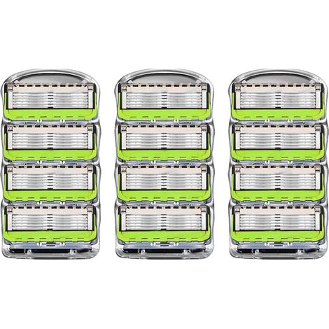 Geeignet für 12 Fusion&Gillette 5 Rasierklingen für Herren, 5 Klingen für eine effiziente manuelle Rasur, kompatibel mit Griffen der Fusion-Serie (grün, D) (1/5)