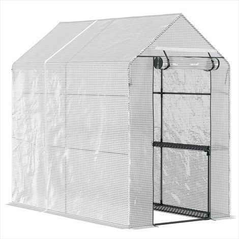 Serre de jardin 2 étagères avec bâche PE 140 g m² et porte zippée (1/5)