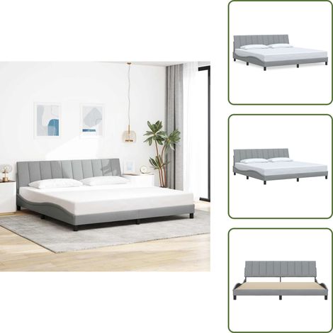 Schlafzimmer - vidaXL Bettgestell ohne Matratze "Hanko" Hellgrau 200x200 cm Stoff - Polsterbett (1/5)