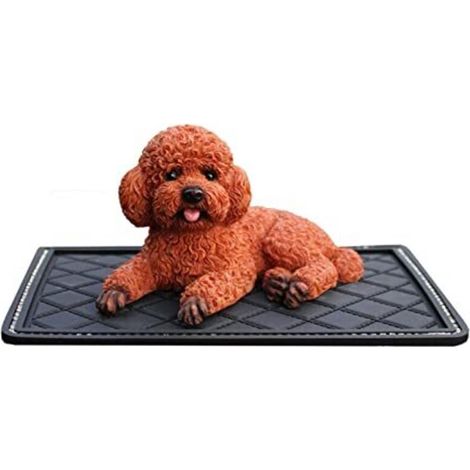 Cute resin dog figurine – poodle sculpture – garden decoration – indoor decoration (brown)