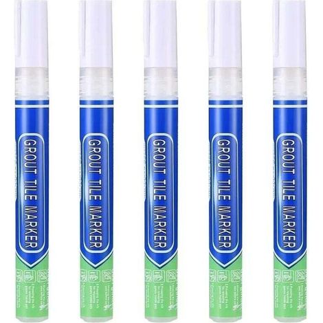 5 pièces de coulis blanc, imperméable, stylo réparation , pour carrelage mural, joint carrelage, sol, cuisine et salle bain (1/4)