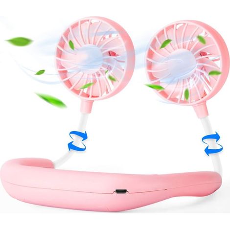 Ventilatore da collo USB portatile, a 360 gradi, a mani libere, per rinfrescarsi a casa, in ufficio e in viaggio. - Crezuo