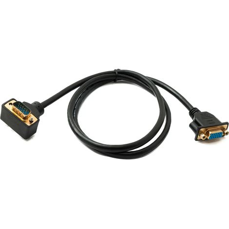 Câble SYSTEM-S D Sub15 100 cm HD VGA 15 broches mâle vers femelle DB15 coudé vers le bas (1/4)