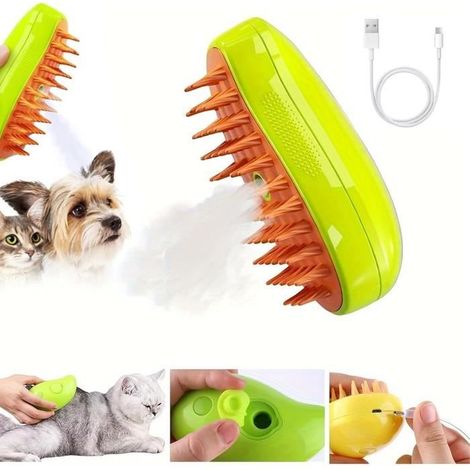 Brosse vapeur chat et chien 3 en 1 Rechargeable, Avec Réservoir D'eau, Pour Chats et chien à Poils Courts Et Longs, Brosse massage (1/4)