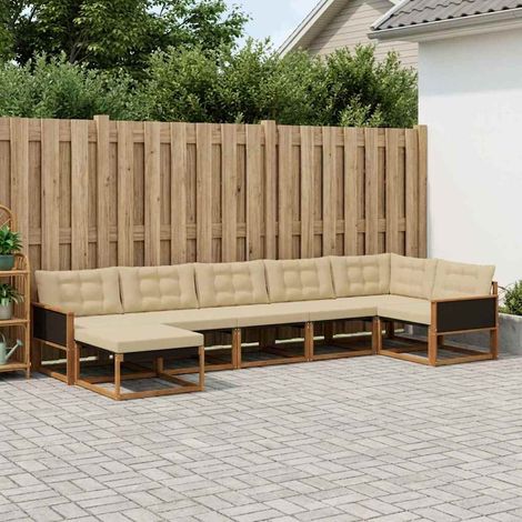 vidaXL Outdoor-Sofagarnitur 7 Stk. Natur und Beige Massivholz Akazie (1/5)