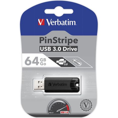 Verbatim 49318 64 Go Store'n'Go USB 3.0 Pinstripe Flash Drive (1/4)