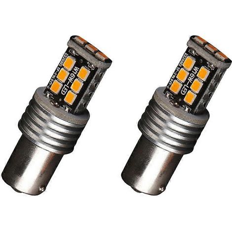 2 ampoules LED ambre/jaune 1156 Ba15S 2835 15W sans erreur pour clignotants de voiture (1/5)