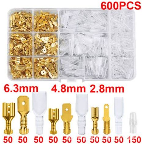 Borne �� ressort press��e �� froid 2,8/4,8/6,3 mm, lot de 600 pi��ces