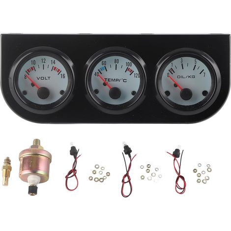 Satz aus drei universellen Kfz-Instrumenten: Wassertemperatur, Spannung und Öldruck (52 mm). (1/5)