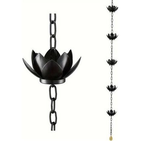 Chaîne de pluie décorative avec fleurs de lotus, système de dérivation d'eau pour gouttière, alternative pratique aux tuyaux de descente traditionnels (1/4)