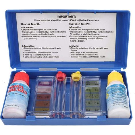 pH- und Chlor-Testset – Für Schwimmbäder und aufbereitetes Wasser – Farbmetrische Genauigkeit – Inklusive Aufbewahrungskoffer – 1 Stück (1/5)