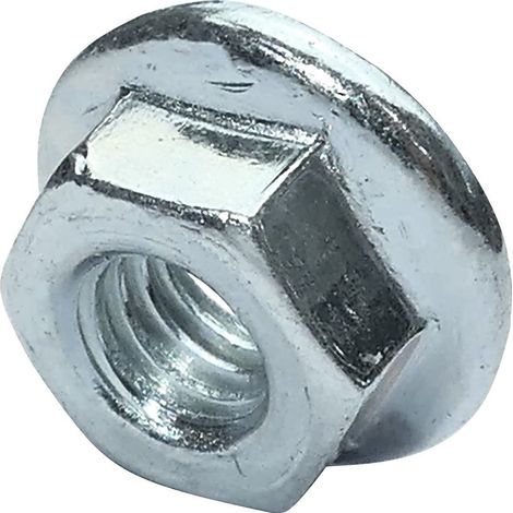 C49643 - Paquete de 100 tuercas hexagonales/con brida dentada M6, 13 mm de diámetro exterior - acero al carbono, dureza 8 - tuerca de seguridad autoblocante - DIN 6923 (1/2)