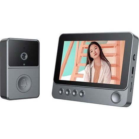 Türklingel mit Kamera, kabellos, wasserdicht (IP65) für den Außenbereich, 1080p HD Bildschirm (4,3 Zoll), 2,4 GHz Video Türklingel mit Nachtsicht (1/5)