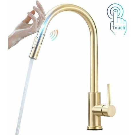 Smart Kitchen Schwarzer Edelstahl-Touch-Küchenarmatur-1 Stück-Golden Touch (1/4)
