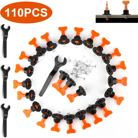 Kit de Nivellement pour Carrelage 110x niveleur de carrelage avec clé spéciale, kit de nivellement de carrelage réutilisable (1/5)