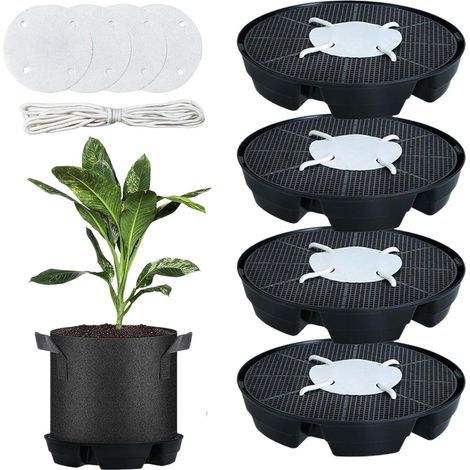 Base d'arrosage automatique, 4 dispositifs d'arrosage pour jardinière, système d'irrigation automatique pour intérieur, extérieur, jardin, serre, terrasse (1/2)