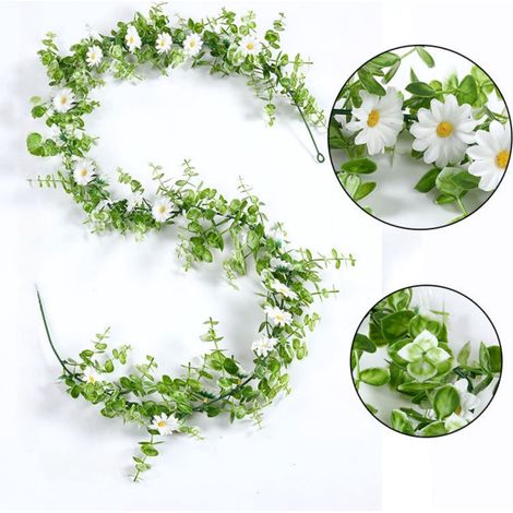 Guirlande De Feuilles D'eucalyptus Artificielles - Avec Fleurs De Tournesol Réalistes - Pour Décoration Murale Porte Et Couronne De Printemps - 2 Mètres - 1 Pièce (1/4)