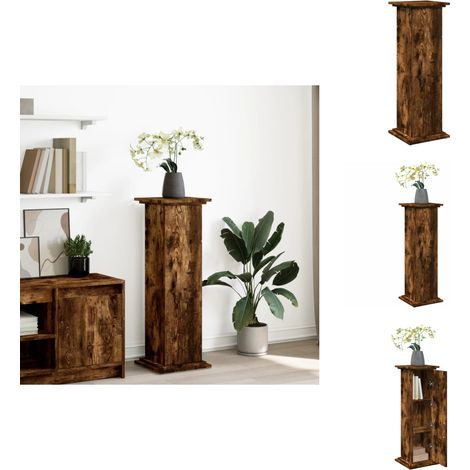 Piédestal avec rangement chêne fumé 31x30x90 cm bois ingénierie - Piédestal - Piédestaux - Vitrine - Stand D'exposition (1/5)