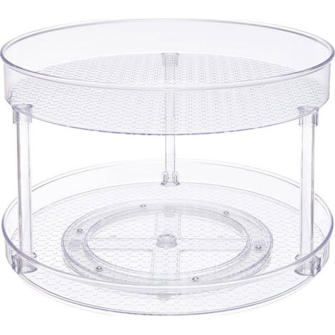 Plateau tournant à 2 niveaux Lot de 1 Plastique transparent Rotation fluide Réfrigérateur de cuisine (1/5)