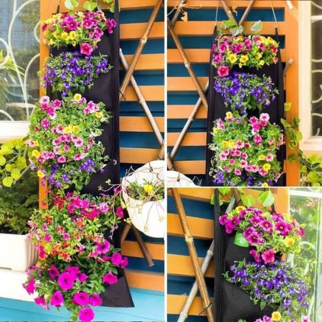 7 Poches Sacs De Culture Suspendus - Suspension Verticale Jardinière Murale Sac De Pot pour Décoration Maison Jardin (1/4)