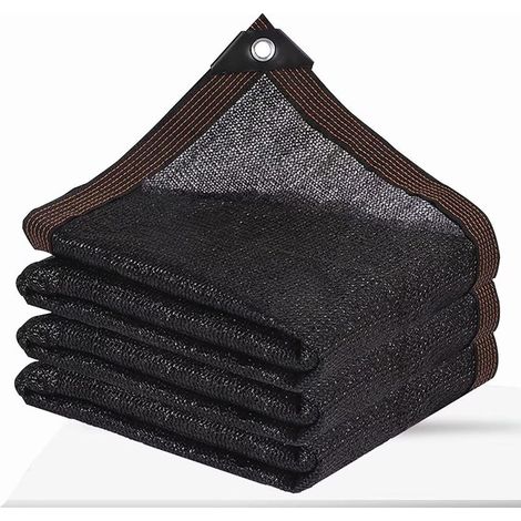Toile d'ombrage Filet d'ombrage en maille avec œillets pour extérieur, pergola, plantes, serre, poulailler, noir, taux d'ombrage de 70 % à 90 % (3x10m) (1/5)