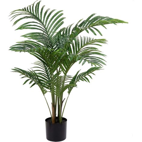 Plante verte artificielle palmier 110 cm – Décoration intérieure sans entretien – Pot noir élégant – Matériaux PEVA et bois massif – Wyctin (1/5)