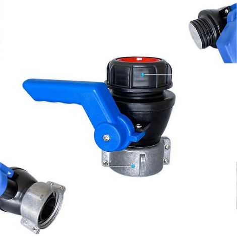 Vanne à bille pour réservoir IBC à embase de montage 62 mm DN40/50/80 avec sortie à filetage grossier 60 mm, résistante aux acides et aux alcalis, pour conteneurs de 1000 L ( ) (1/2)