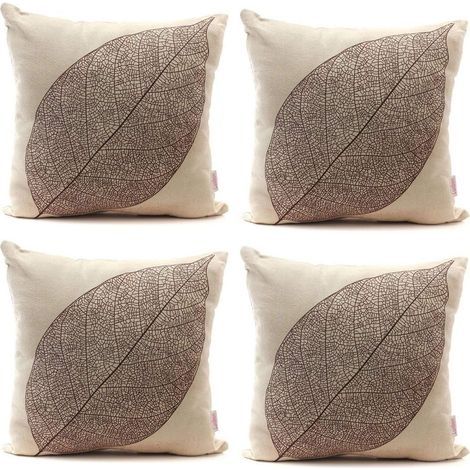 4 pièces Vintage arbre feuille veine automne Durable lin housse de coussin jeter oreiller café décor à la maison cadeau 18x18 ''45x45 cm (1/5)