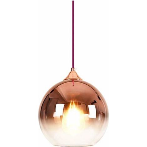 Lampe suspendue en verre de couleur dégradée sphérique Lampe en verre moderne Lustre suspendu (or rose, 20 cm) (1/3)