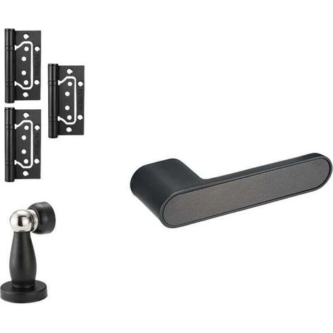 UlisemPoignée de porte intérieur, ensemble de poignées de porte D.50 mm, Aluminium, noir. (1/4)