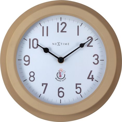 NeXtime Wanduhr Poppy Metall sand Ø 22 cm für Innen und Außen Gartenuhr (1/5)