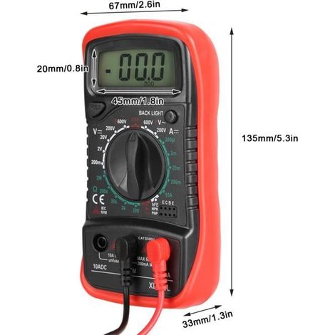 Atyhao Ampèremètre numérique XL830L portable LCD numérique multimètre voltmètre ampèremètre ohmmètre testeur de tension de HB010 (1/4)