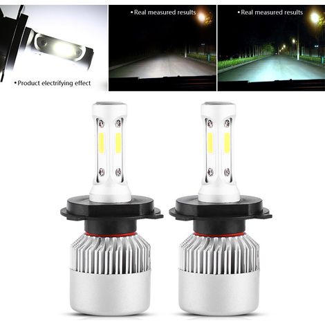 2 LED-Scheinwerferlampen COB S2 S 72 W 8000 lm, weiß 6500K H4 - AquaForge