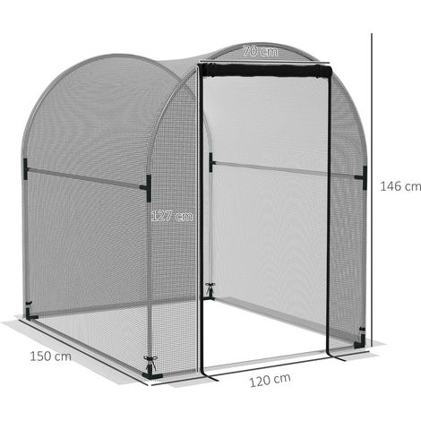 Tente de protection pour plantes Outsunny Garden avec porte et moustiquaire, 1,2 x 1,5 x 1,5 m, en acier robuste noir pour une protection optimale des plantes. (1/5)