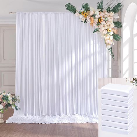 12×3m Blanc Rideau de Fond de Mariage, 8 Panneaux 1,5 m × 3m Anti - Rides Doux Soyeux Polyester Photo Toile de Fond décor Anniversaire Baby Party Nuptiale Douche Photographie (1/5)