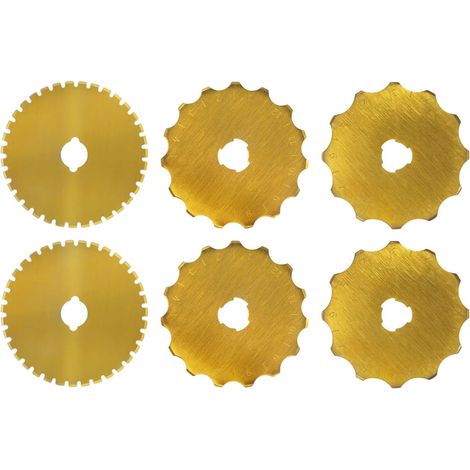 6pcs Lames de Cutter Rotatif de 45mm, Lames SKS7 à Revêtement Titane pour Crochet Compatibles avec Les Machines Olfa Martelli pour La Couture Le Quilting La Découpe (12/15/35 Dents) (1/5)