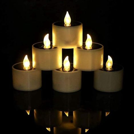 Solaire Led Bougie Mariage Décoration romantique chaud Tea Light Pcs blanc (1/5)