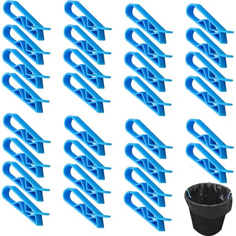 Lot de 30 pinces de fixation pour sac poubelle - En plastique antidérapant - Avec bord rond pour la fixation des sacs poubelle - Uni (1/4)